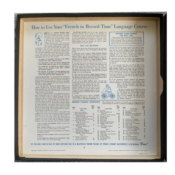 Learn French In Record Time 2x12" LP Hi Fidelity 1958 Columbia MINT No Book - Picture 2 of 12